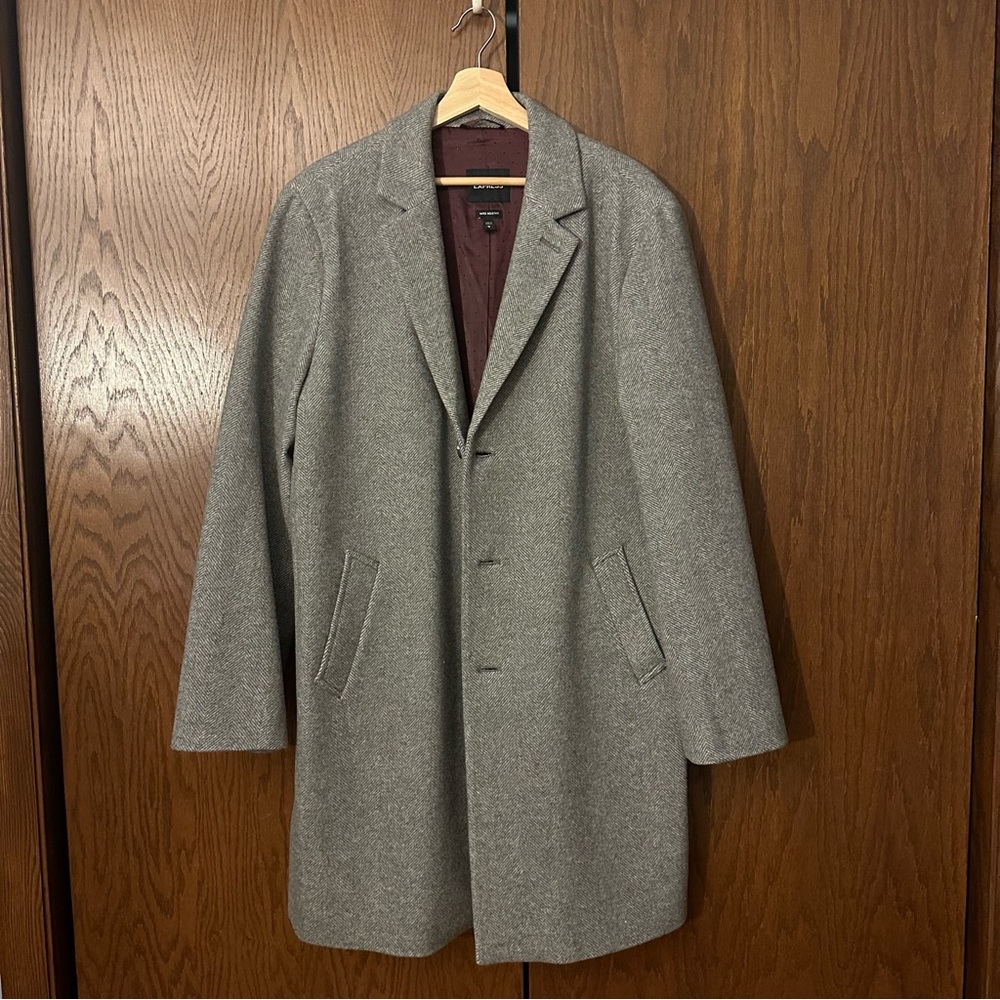Express Men’s L Grey Herringbone Overcoat LIKE NEW
